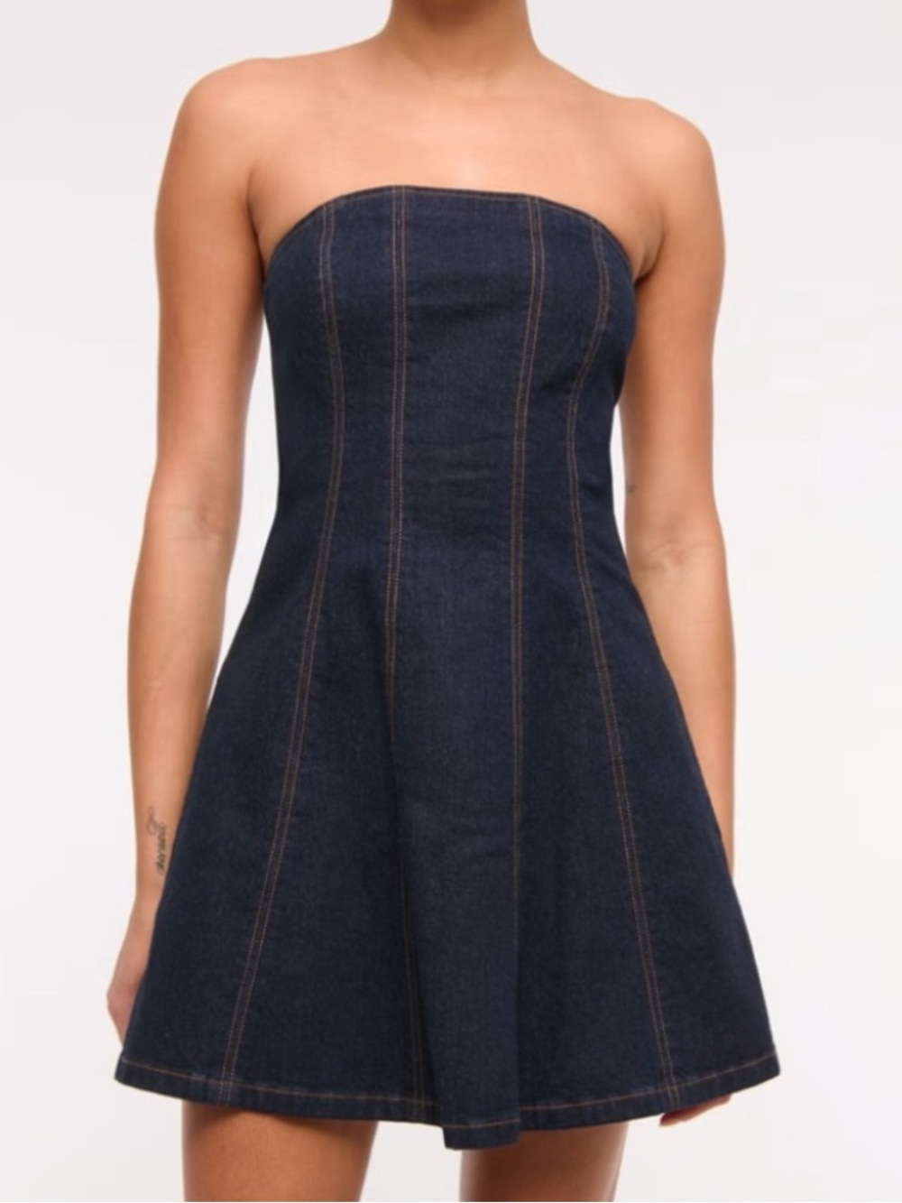 Abercrombie Mila Denim Strapless Mini Dress Dark Wash Sz Small
